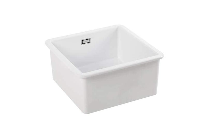 Ausmann Ceramic Ember Lavabo Ceramico Quadrato Bianco da Incasso e Sottotop 40 x 40 cm con Tappo in Acciaio Inossidabile 1208970094