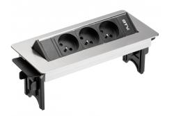 Prolunga da scrivania senza cassetta, presa tripla con messa a terra, cavo di alimentazione da 1,5 m con spina, inox.