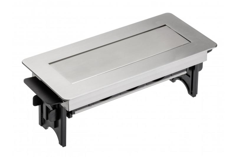 Prolunga da scrivania senza cassetta, presa tripla con messa a terra, cavo di alimentazione da 1,5 m con spina, inox.