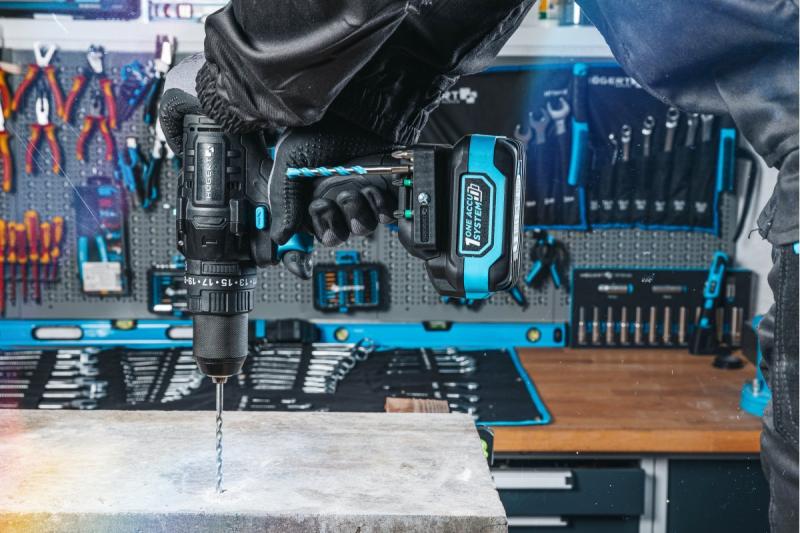 Högert potente trapano a percussione a batteria, senza spazzole, 18V