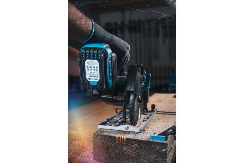 HÖGERT sega circolare a batteria, 18V, senza batteria, attacco per aspirapolvere.
