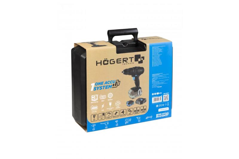 HÖGERT trapano a batteria 18V, set con batteria, caricabatterie, portabit, contenitore per punte