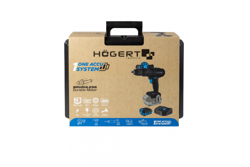 HÖGERT trapano a percussione a batteria, 18V per mattoni, pietra, legno, metallo e plastica.