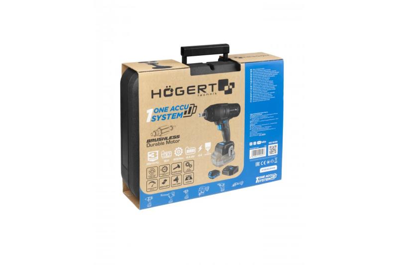 HÖGERT set avvitatore a impulsi a batteria, senza spazzole, 18V, con batteria, caricabatterie.