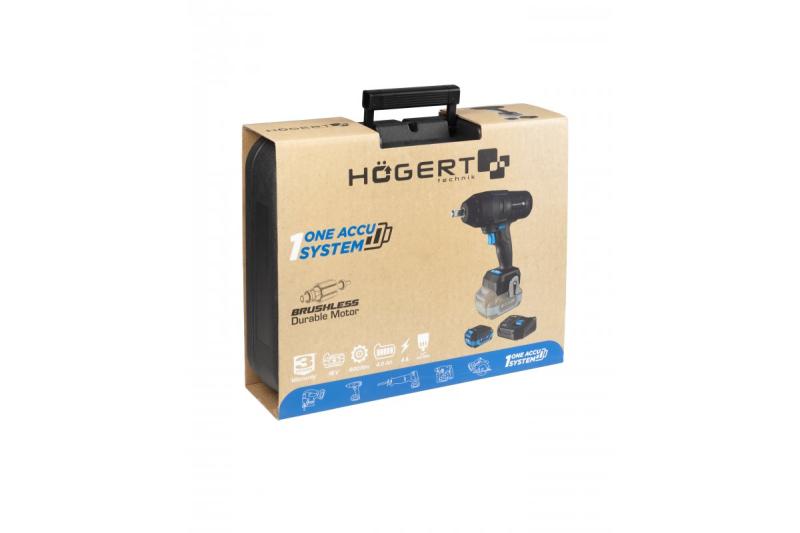 HÖGERT set avvitatore a impulsi a batteria, senza spazzole, 18V, con batteria, caricabatterie.