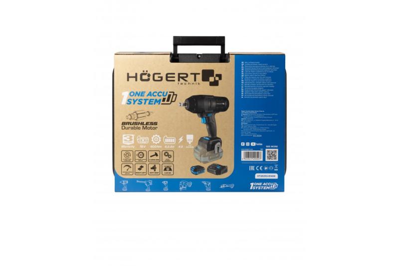 HÖGERT set avvitatore a impulsi a batteria, senza spazzole, 18V, con batteria, caricabatterie.
