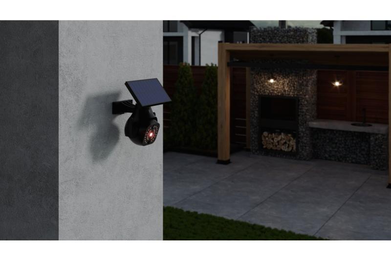 Luce solare da alluvione con sensore di movimento e crepuscolare GUARDOS, LED, 300lm, 6400K, 1200mAh, IP65, telecamera finta