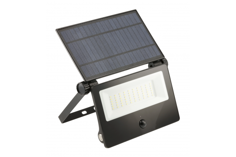 Luce solare allagamento LUMOS II, LED, 3000lm, 6400K, 2x2600mAh sostituibile, IP65, nero