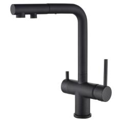 Ausmann Ellington 3-Vie Miscelatore da Cucina con Doccetta Estraibile e Acqua Filtrata – Antracite - 1208970495