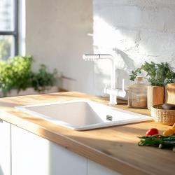 Ausmann Ellington Miscelatore da Cucina a 3 Vie con Doccetta Estraibile e Acqua Filtrata – Bianco - 1208970496