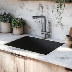 Ausmann Ellington Miscelatore da cucina a 3 vie con bocca estraibile e acqua filtrata – Gun metal - 1208970499