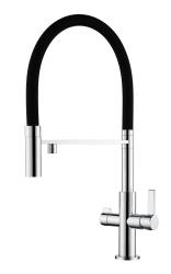 Ausmann Claridge Rubinetto da Cucina a 3 Vie con Beccuccio Flessibile e Acqua Filtrata – Acciaio Inox - 1208970505