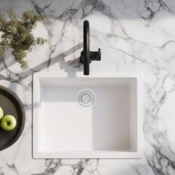 Lavello Bianco 50x40 cm Sottopiano, Soprapiano e Filo Top con Tappo Bianco 1208970531