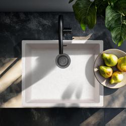 Lavabo in crema bianca di sabbia 50x40 cm da incasso, da appoggio e da installazione a filo con tappo in metallo canna di fucile 1208970544