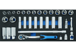 Set di strumenti a cricchetto da 3/8", 33 pezzi, inserto in EVA.