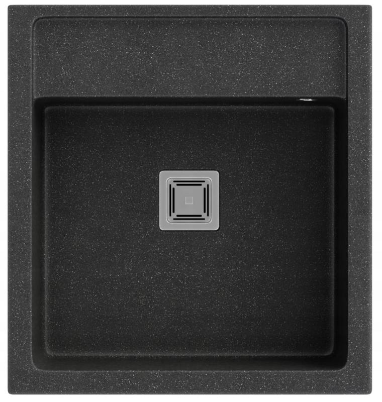 Graniteland Arno Granito Look Pietra Blu Lavello a incasso 582x620mm con Tappo quadrato in acciaio inox 1208970600