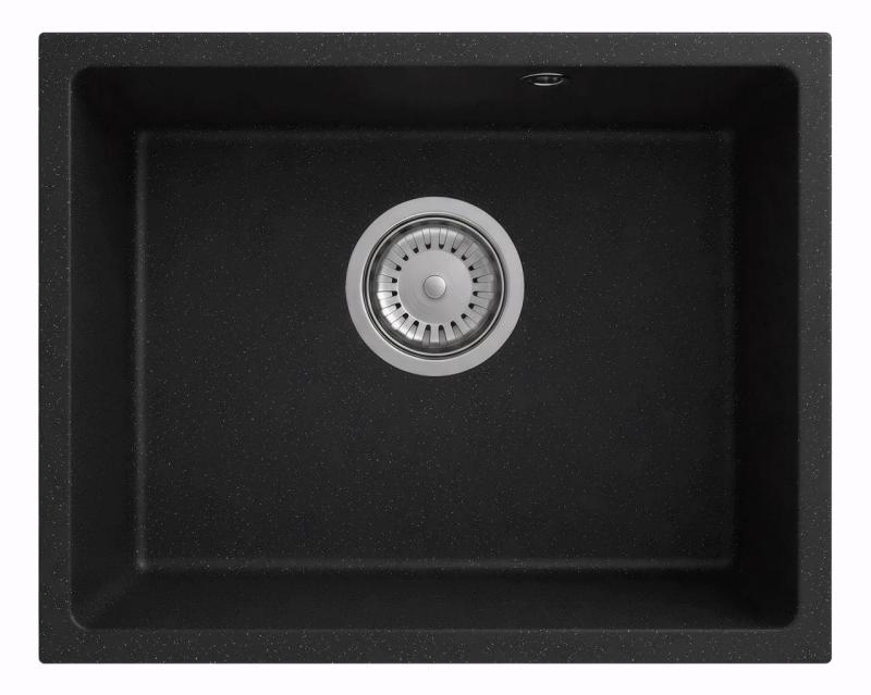 Graniteland Solo Granito nero pietra calcarea dura Lavello sottopiano 42x34 cm con tappo in acciaio inox 1208970606