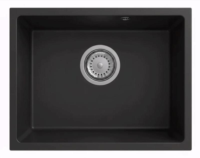 Graniteland Solo Lavello Sottotop in Granito Nero 42x34 cm con Tappo in Acciaio Inox 1208970611