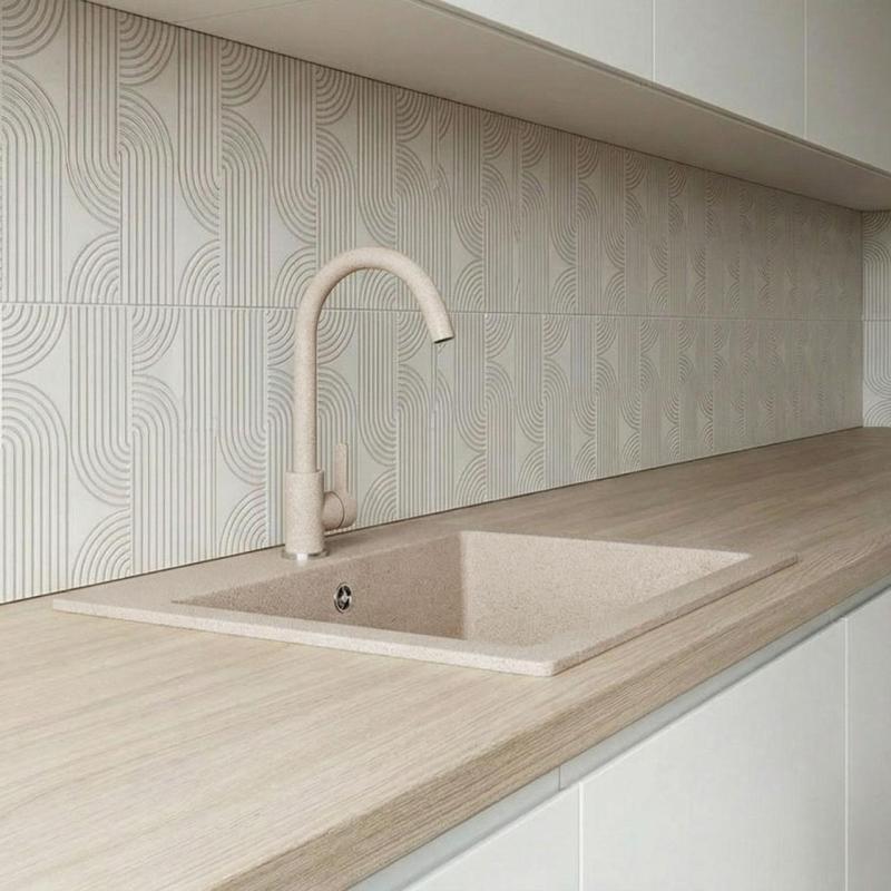 Graniteland Veritas Miscelatore da Cucina Sabbia Beige con Bocca Girevole 1208970679