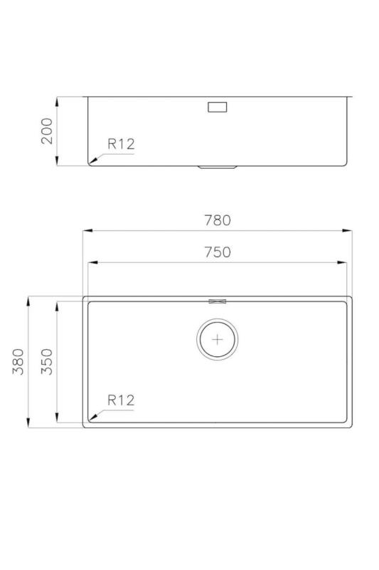 Foster L35 Speciale 35 cm di lunghezza Lavello in acciaio inossidabile 75 x 35 cm da incasso 1208970724