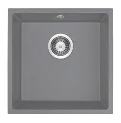 GraniteMy Universale Lavabo in Granito Grigio 40x40 cm da Incasso, Sottotop e Filotop con Tappo in Acciaio Inossidabile 1208970743