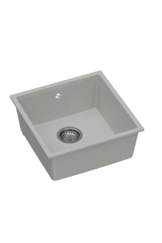 GraniteMy Universale Lavabo in Granito Grigio 40x40 cm da Incasso, Sottotop e Filotop con Tappo in Acciaio Inossidabile 1208970743