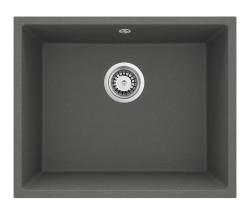 GraniteMy Universale Granito Grigio, scuro Lavabo 50x40 cm Da incasso, Sottotop e Filotop con Presa in Acciaio Inox 1208970744