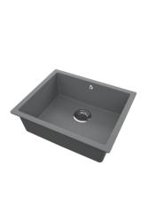 GraniteMy Universale Granito Grigio, scuro Lavabo 50x40 cm Da incasso, Sottotop e Filotop con Presa in Acciaio Inox 1208970744