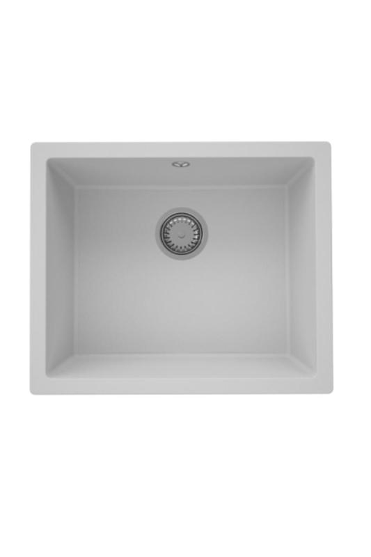 GraniteMy Lavabo Universale in Granito Grigio 50x40 cm da Appoggio, Sottotop e Filotop con Tappo in Acciaio Inossidabile 1208970745