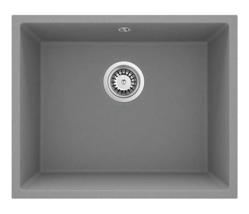 GraniteMy Lavabo Universale in Granito Grigio 50x40 cm da Appoggio, Sottotop e Filotop con Tappo in Acciaio Inossidabile 1208970745