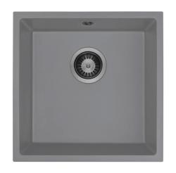 Lavabo in granito universale GraniteMy grigio 40x40 cm da installare sopra, sotto o a filo con tappo in metallo color canna di fucile 1208970750