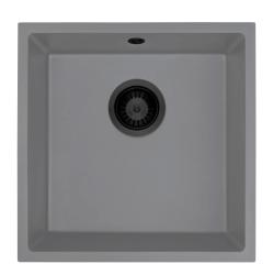 Lavabo GranitoMy Universal in granito grigio 40x40 cm Da incasso, sottotop e filotop con tappo nero 1208970751