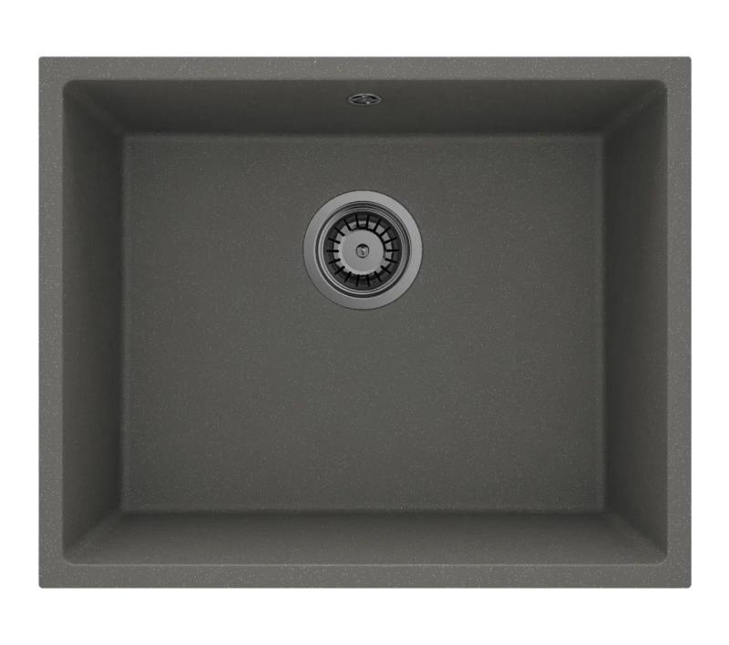GraniteMy Universal Graniti Grigio, scuro Lavabo 50x40 cm Da incasso, Sottotop e Filotop con tappo in metallo Gun 1208970754