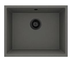 GraniteMy Universale Granito Grigio, Scuro Lavabo 50x40 cm Montaggio a Incasso, Sottotop e Filo Top con Tappo Nero 1208970755