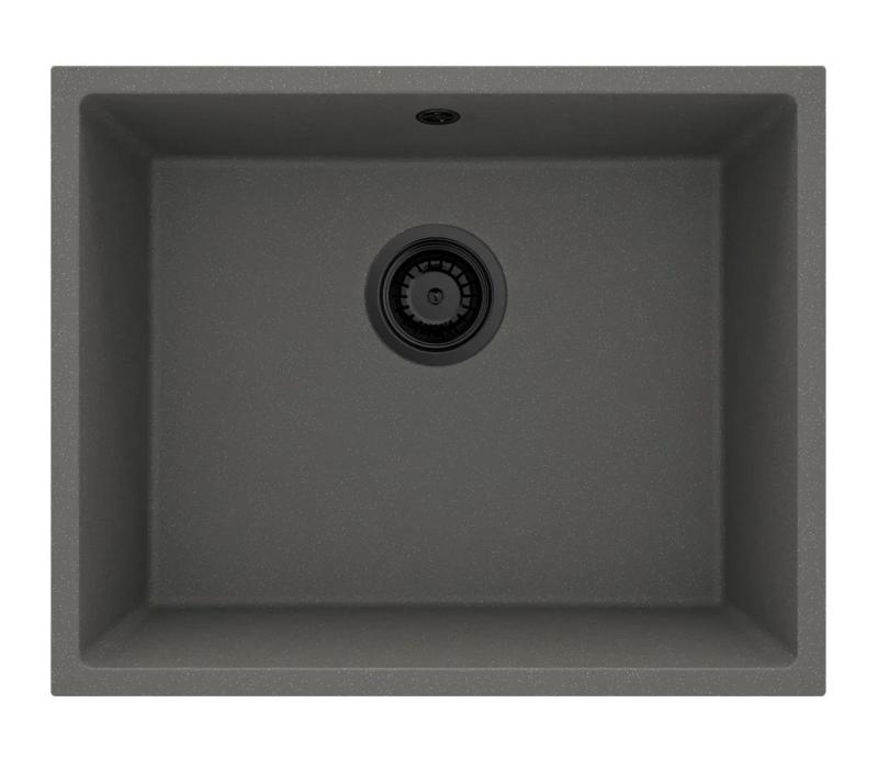 GraniteMy Universale Granito Grigio, Scuro Lavabo 50x40 cm Montaggio a Incasso, Sottotop e Filo Top con Tappo Nero 1208970755