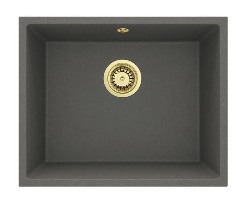 GraniteMy Universal Graniti Grigio, scuro Lavandino 50x40 cm Installazione a filo, sottotop e sopratop con Tappo Dorato 1208970756