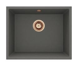 GraniteMy Universal Granito Grigio, scuro Lavandino 50x40 cm Installazione a filo, sottotop e a livello con Tappo di Rame 1208970757