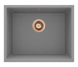 Lavello in granito universale GraniteMy grigio 50x40 cm da incasso, sottotop e filotop con tappo di rame 1208970761