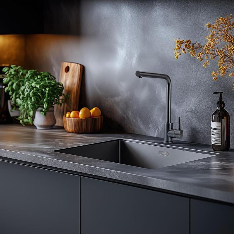 Pure.Sink Prestige Set combinato Lavello Gun Metal 50x40 cm con rubinetto da cucina Gun Metal 1208970763