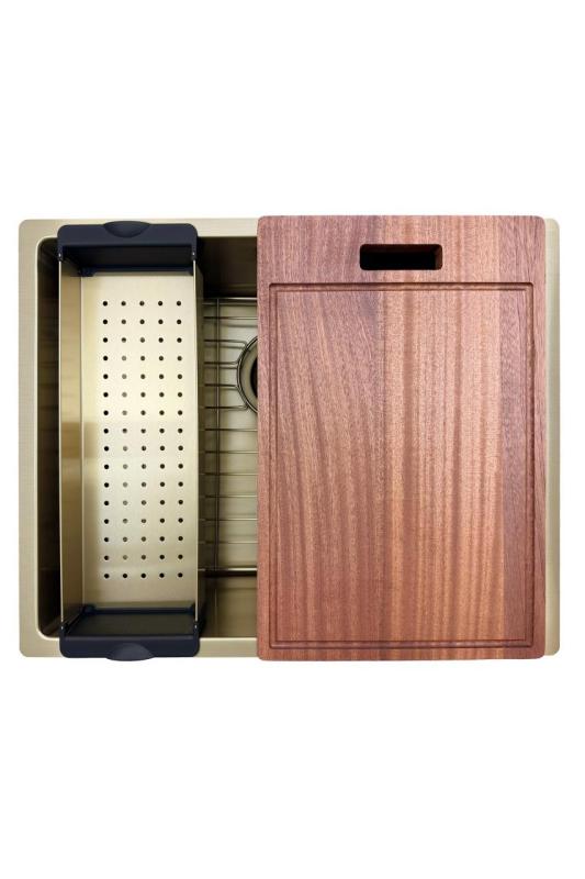 Pure.Sink Prestige Set combinato Lavabo dorato 50x40 cm con Rubinetto da cucina dorato 1208970764