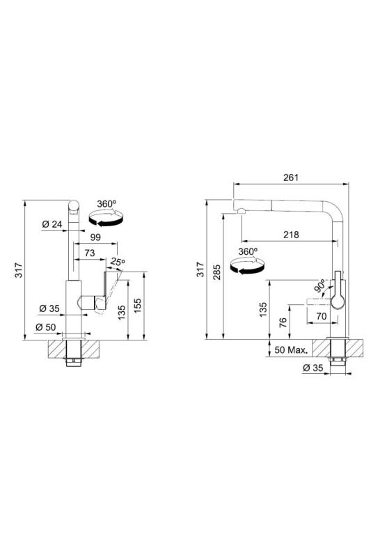 Franke Maris Slim L Rubinetto da Cucina Cromato con Bocca Estraibile 115.0728.393