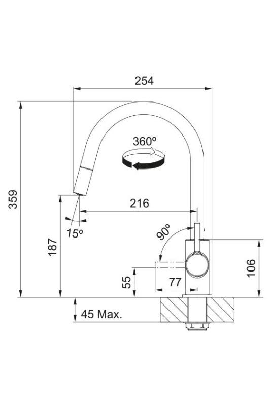 Rubinetto da cucina Franke Lina Cromo con doccetta estraibile 115.0693.229
