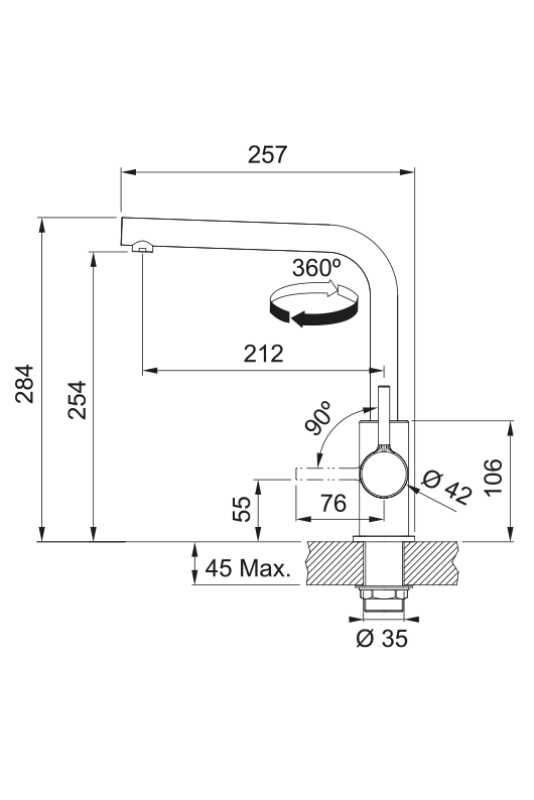 Rubinetto da cucina Franke Lina L con bocca girevole Coffee cream 115.0728.482