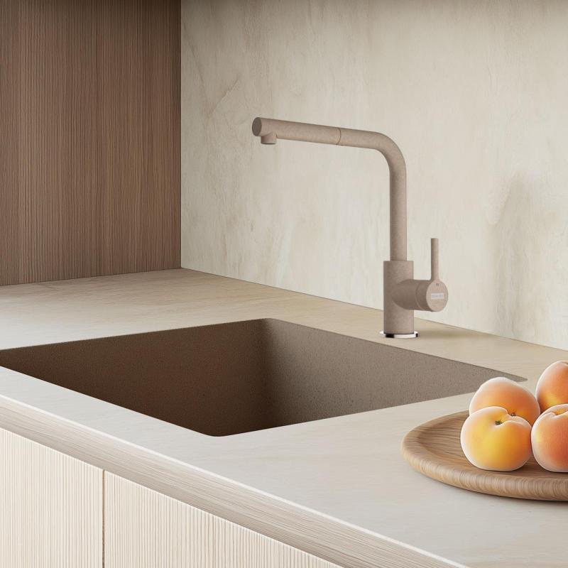 Rubinetto da cucina Franke Lina L Oyster con bocchetta estraibile 115.0728.487