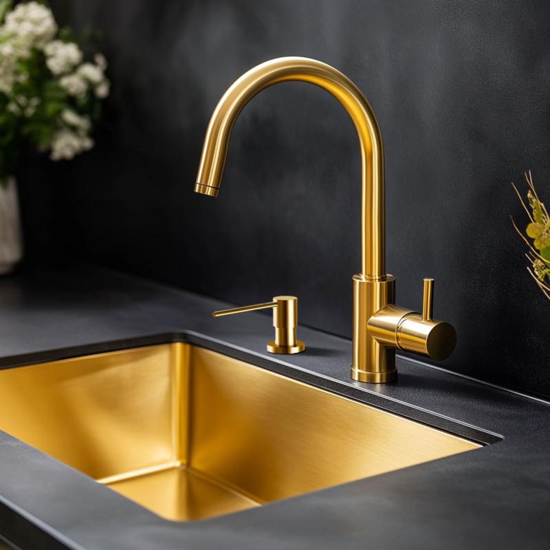 Distributore di sapone da incasso Ausmann Lirio in oro, ricaricabile dall'alto 1208971199