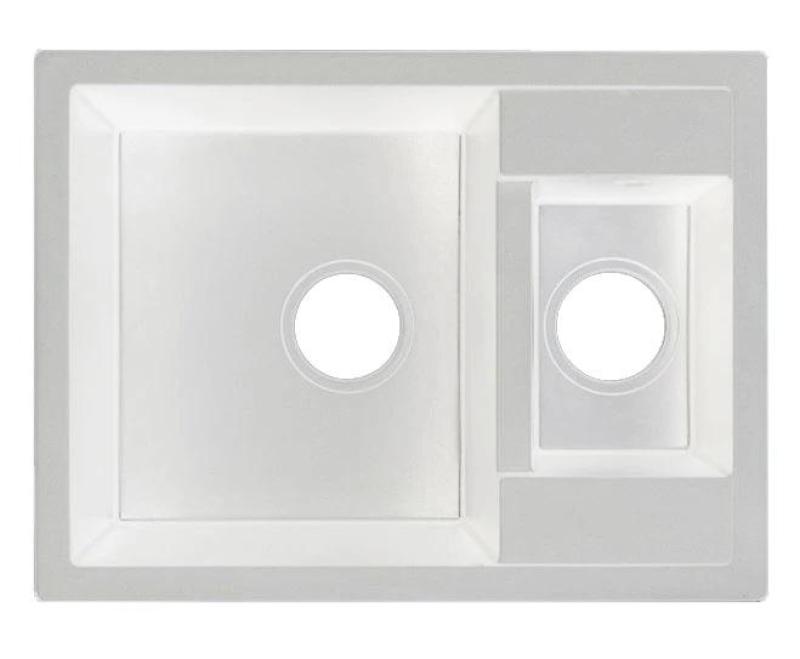 GraniteMy Smart extra basso 1,5 lavandino da incasso in granito bianco 58x44cm con tappo di rame 1208970052