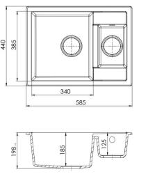 GraniteMy Smart extra superficiale 1,5 lavabo in granito bianco 58x44cm con tappo dorato 1208971224