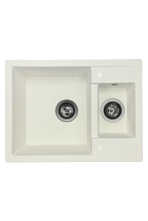 GraniteMy Smart extra superficiale 1,5 lavabo bianco in granito 58x44cm con tappo in metallo canna di fucile 1208971225