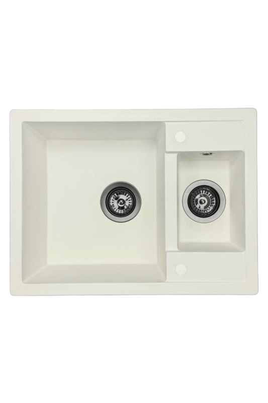 GraniteMy Smart extra superficiale 1,5 lavabo bianco in granito 58x44cm con tappo in metallo canna di fucile 1208971225