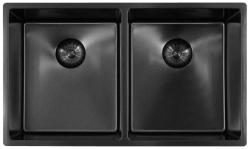 Pure.Sink Prestige Doppio lavello Gun metal 70x40 cm raggio 10mm da incasso, a filo e da appoggio PPG343440-61